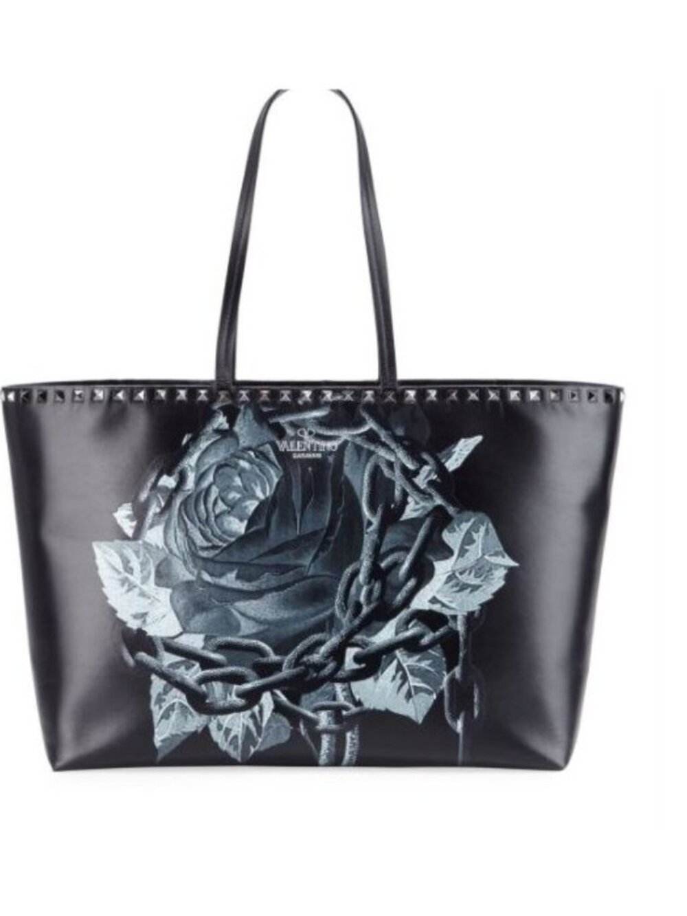 ROCKSTUD Undercover VALENTINO Black Leather Rose and Chains